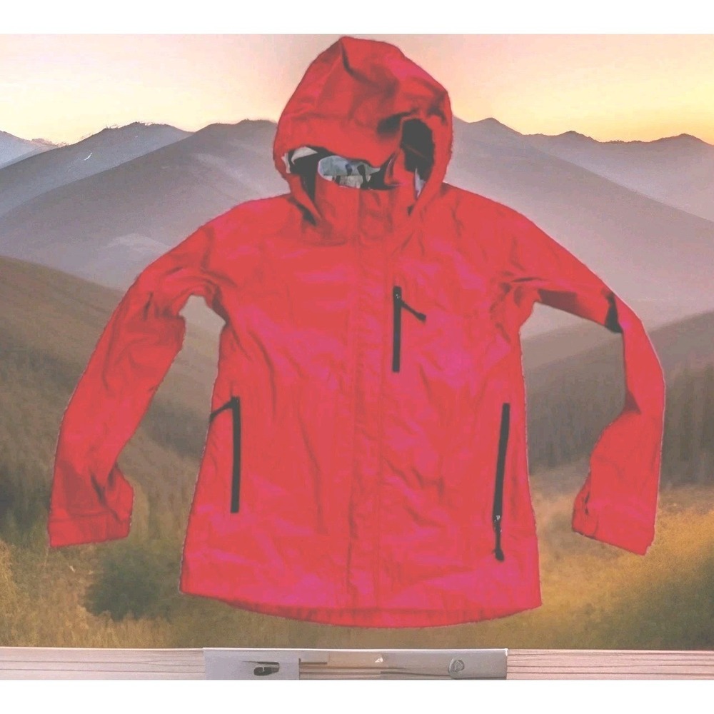 REI Rain Jacket Girls M 10-12 Pink Good Hooded Full Zip‎ Waterproof Shell